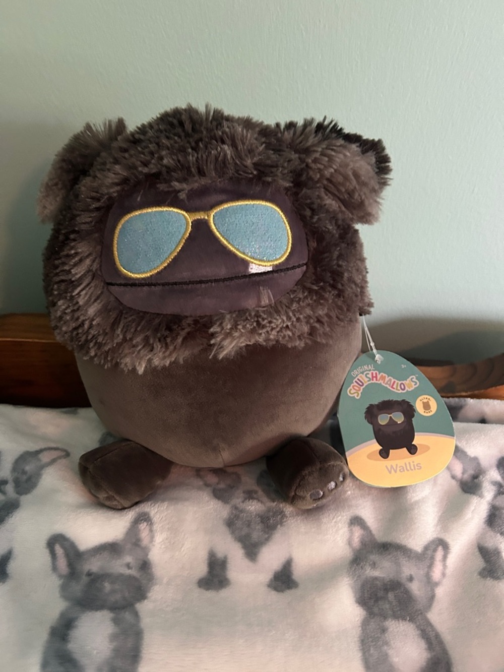 Squishmallows Wallis Plush - Brown with Blue & Gold Aviator Goggles